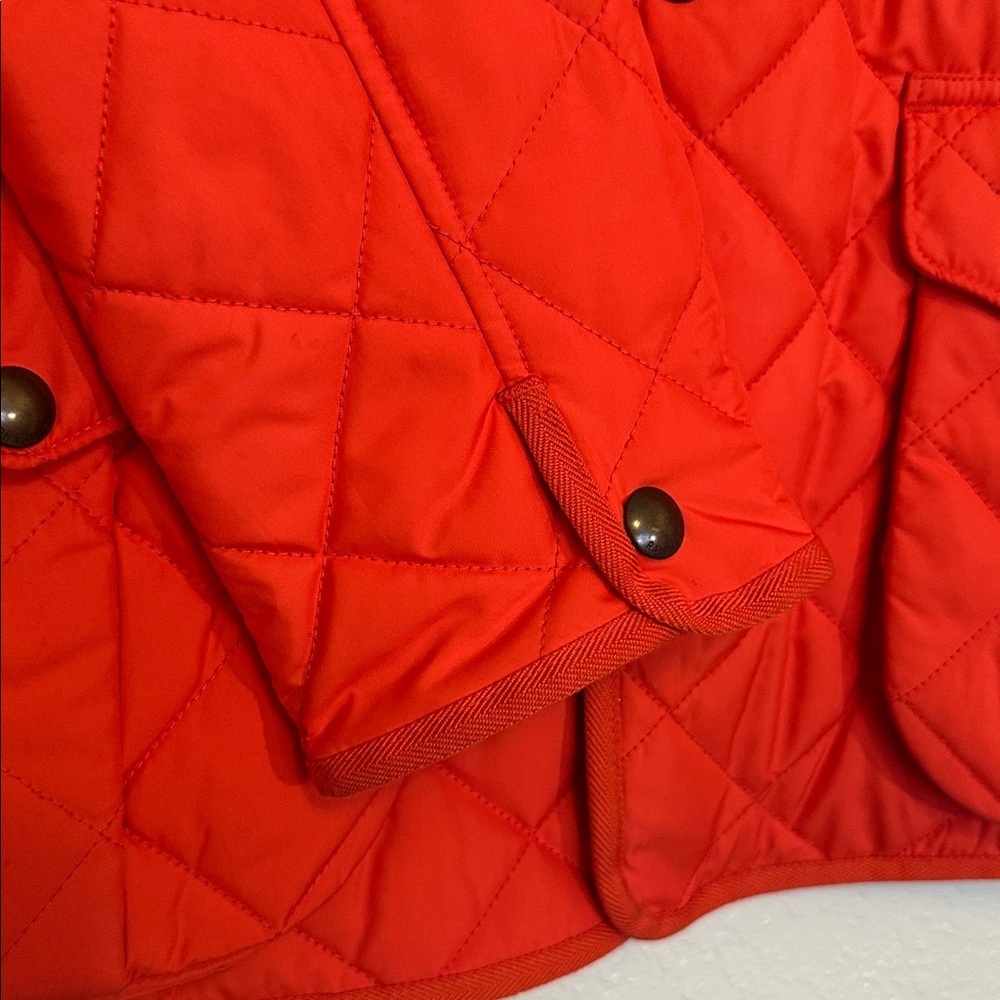 POLO Ralph Lauren Orange Hot Quilted Leather Trim Jacket EUC M - Picture 6 of 11